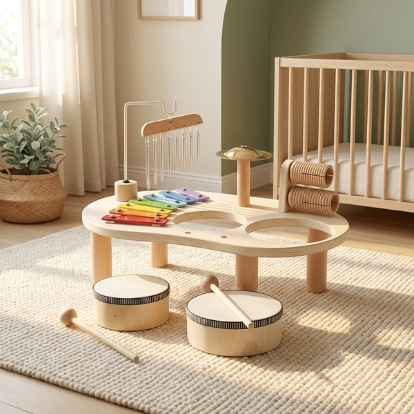 Little Composer wooden music table with xylophone, drum and instruments