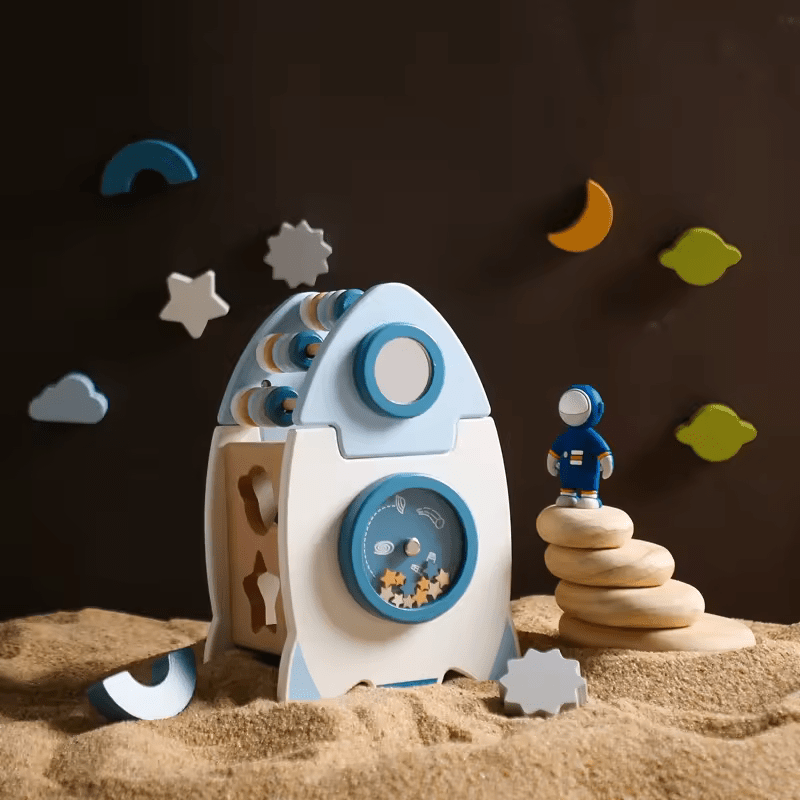 5 In 1 Wooden Rocket Cognitive Baby Educational Toy - Baby Mango