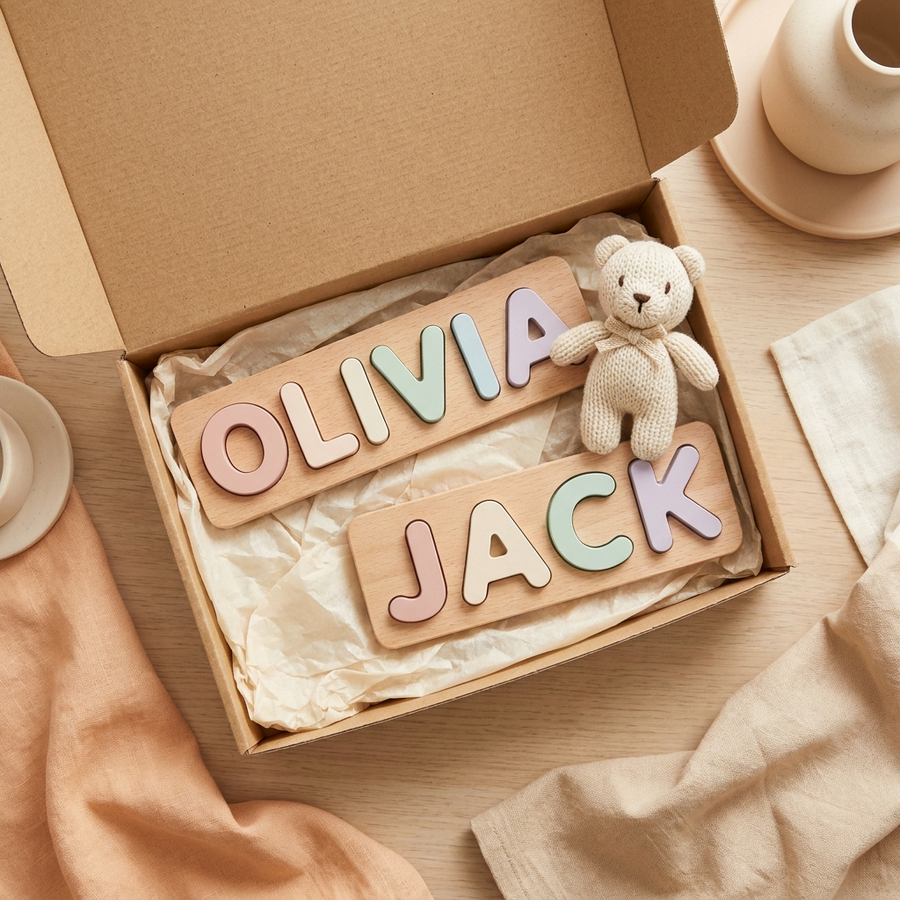 The Sibling and Gift Box - two-name keepsake bundle - Baby Mango