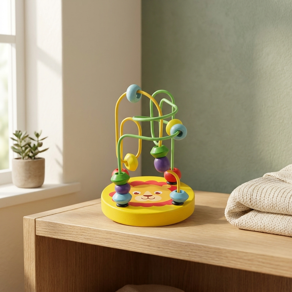 Wooden bead maze roller coaster baby activity toy